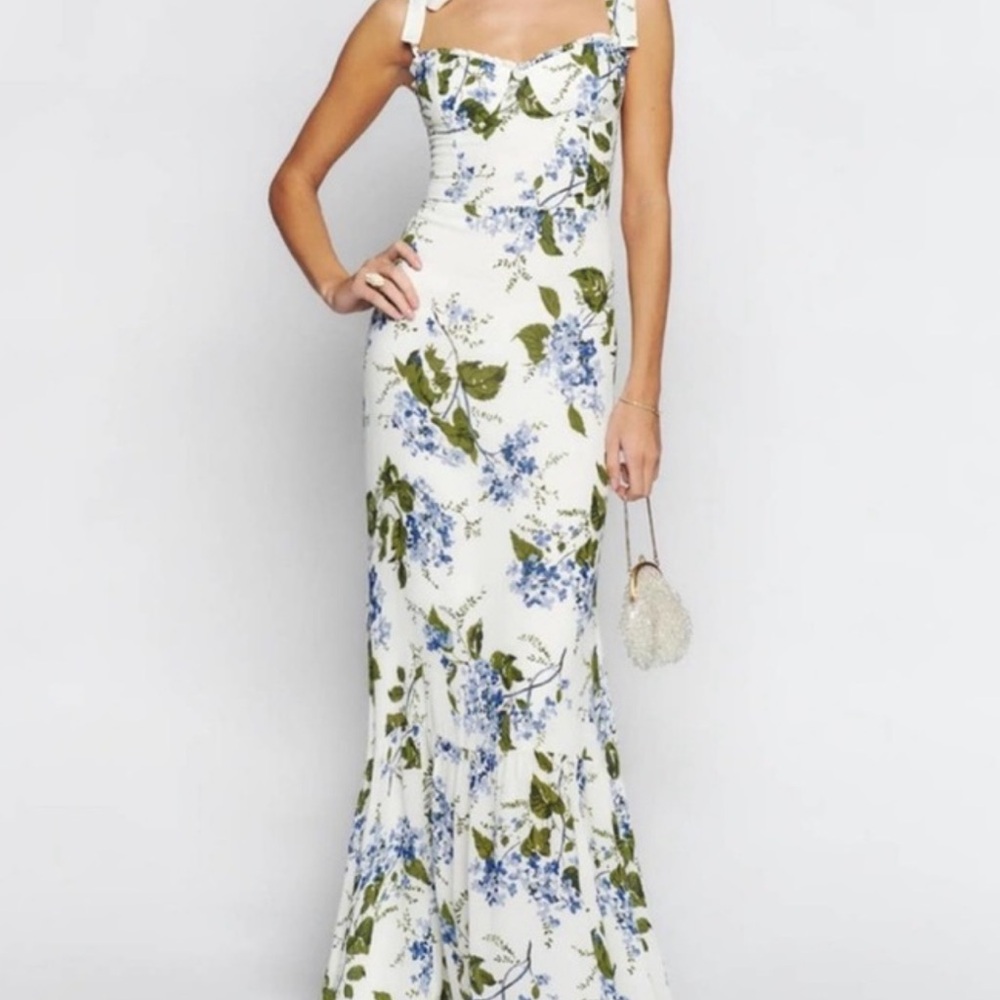 Reformation Maxi Dress, Style Jansen, Blue and White Floral Size 10